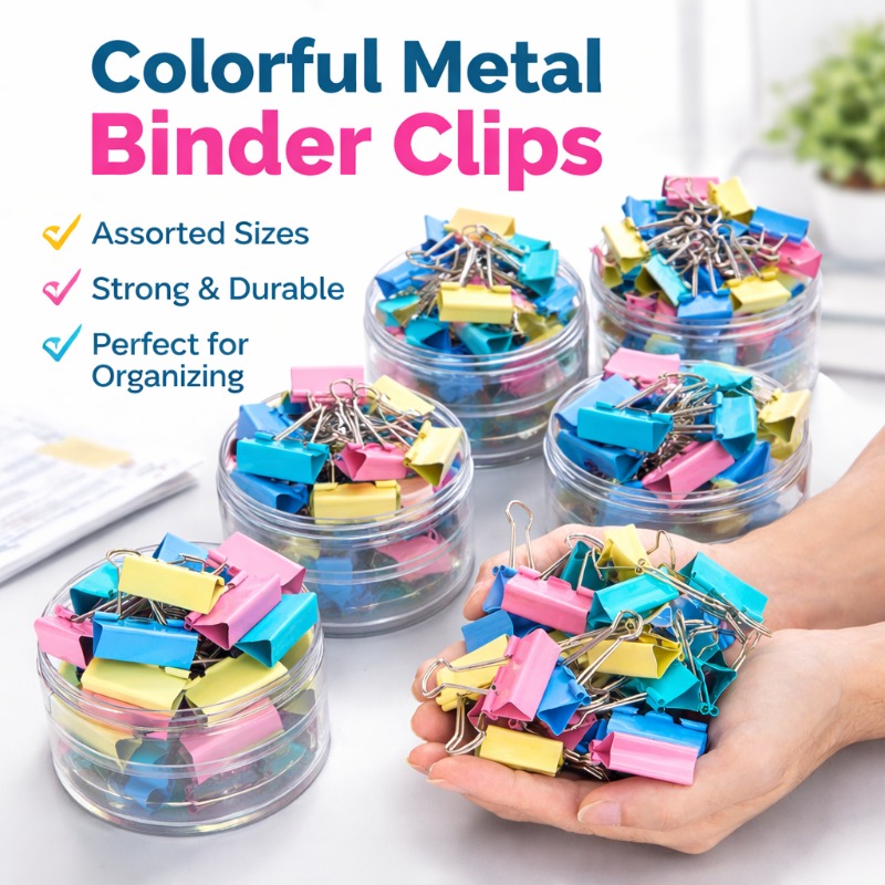 Supply Of Office Stationery - 40PCS/Set Long Colorful Metal Binder Clips,