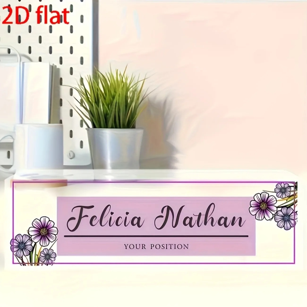 Pink‑Purple Floral Acrylic Des - Desk Name Plate review and price
