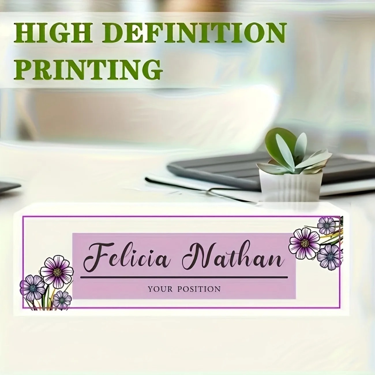 Elegant Pink‑Purple Floral Acr - Desk Name Plate review and price