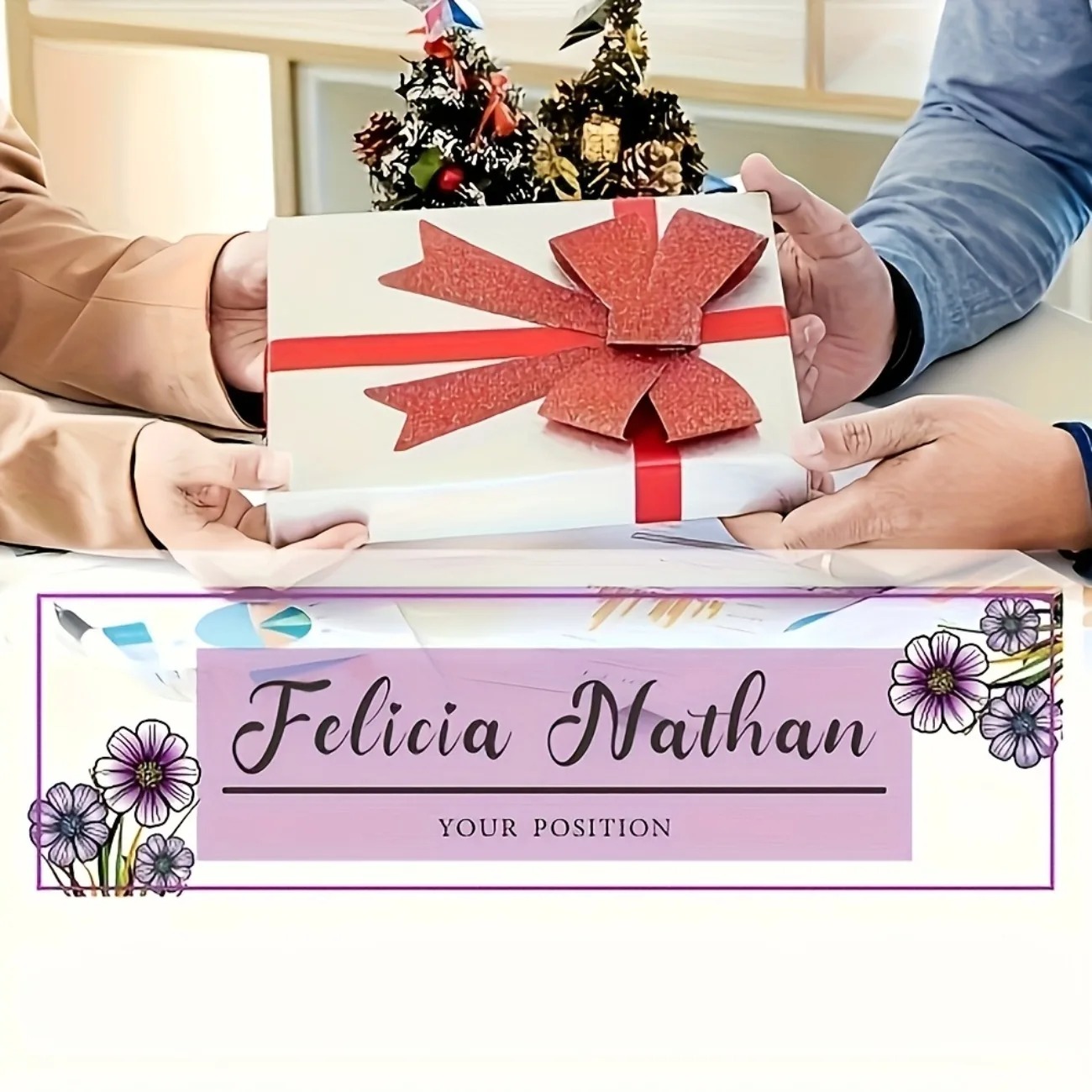 Elegant Pink‑Purple Floral Acr - Desk Name Plate review and price