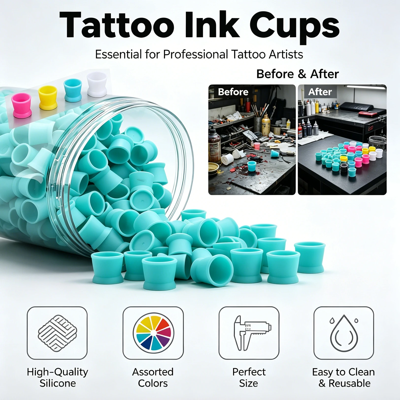 50/100/300pcs Silicone Tattoo  - Calligraphy Ink Bottle review and price