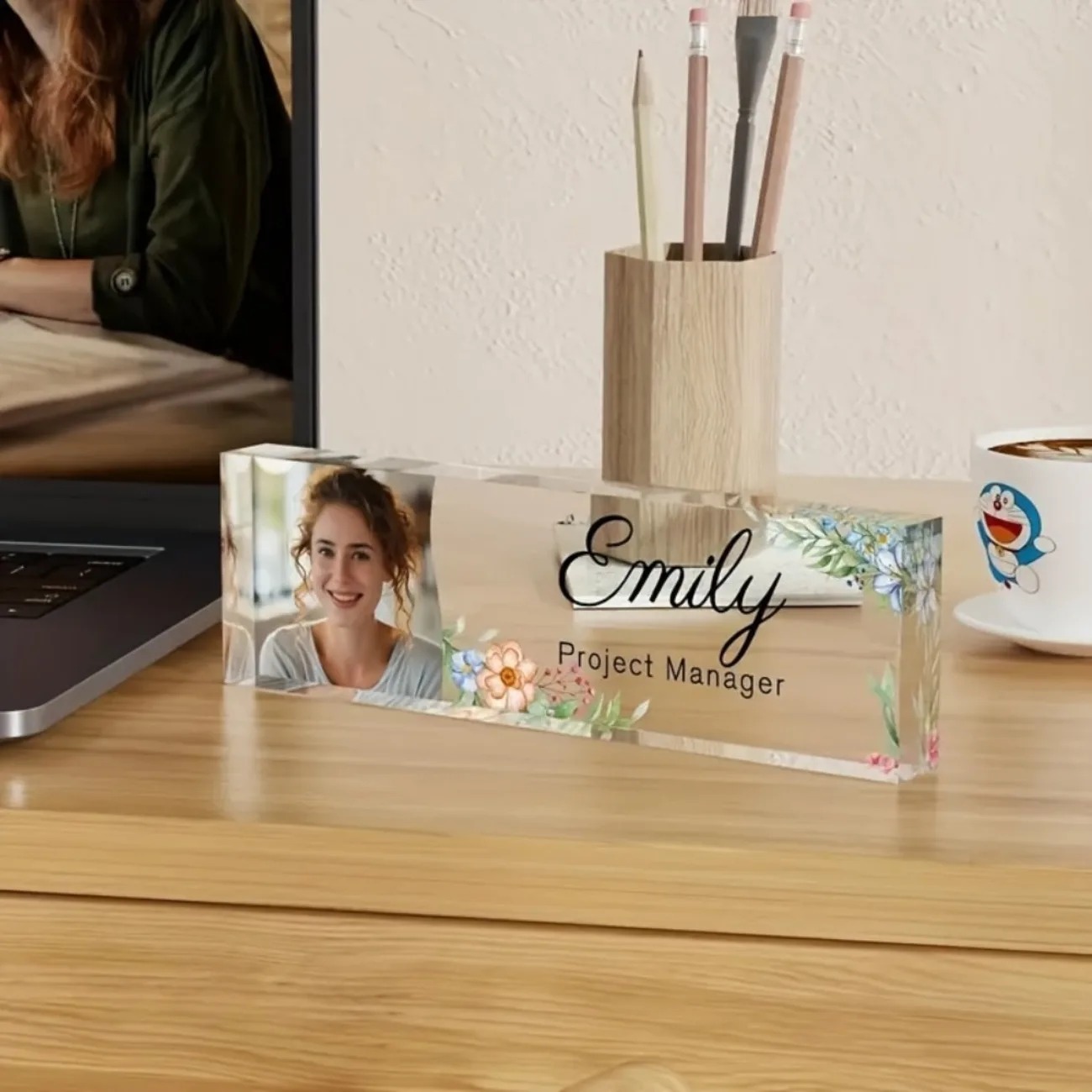 1PC Personalized Floral Acryli - Desk Name Plate review and price