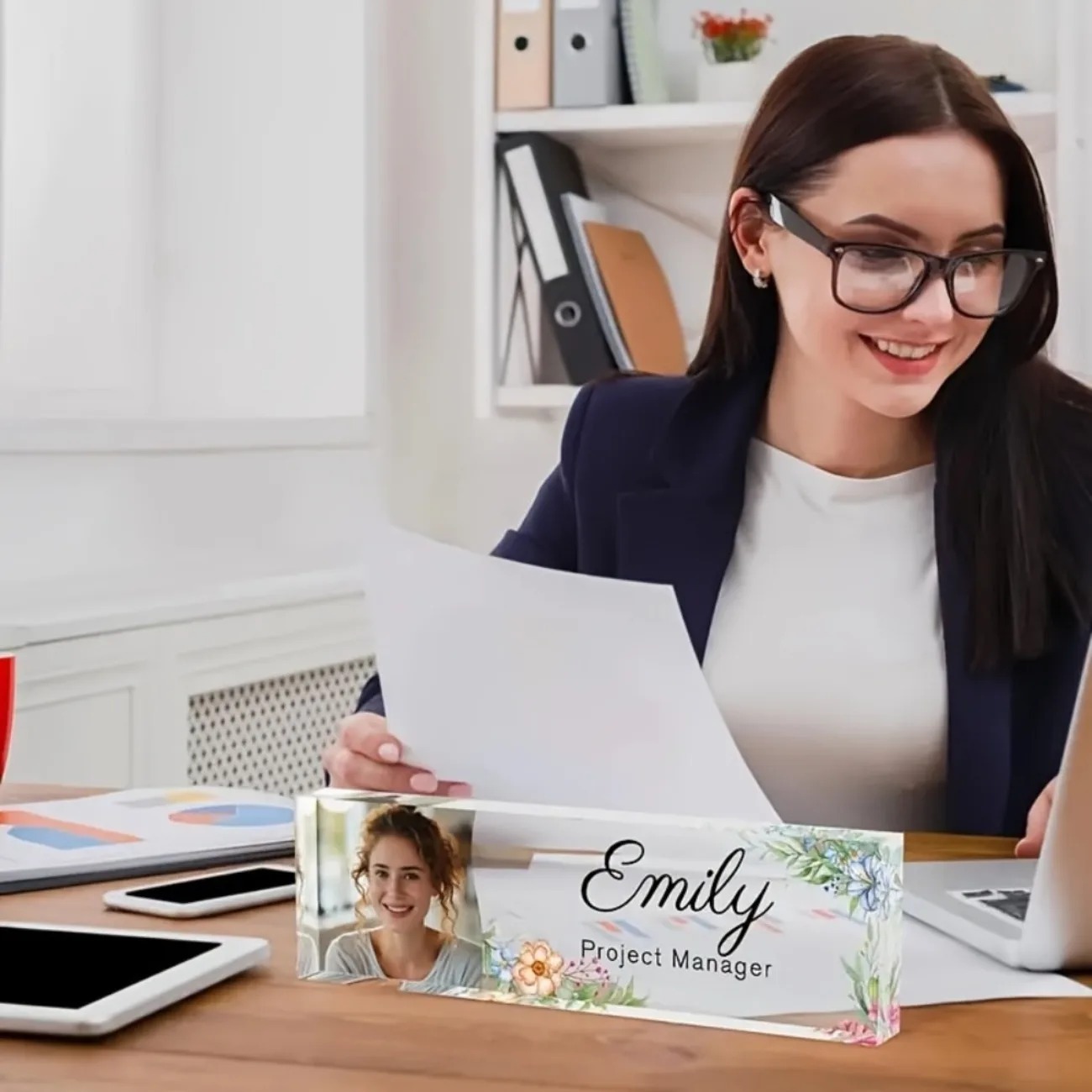 1PC Personalized Floral Acryli - Desk Name Plate review and price