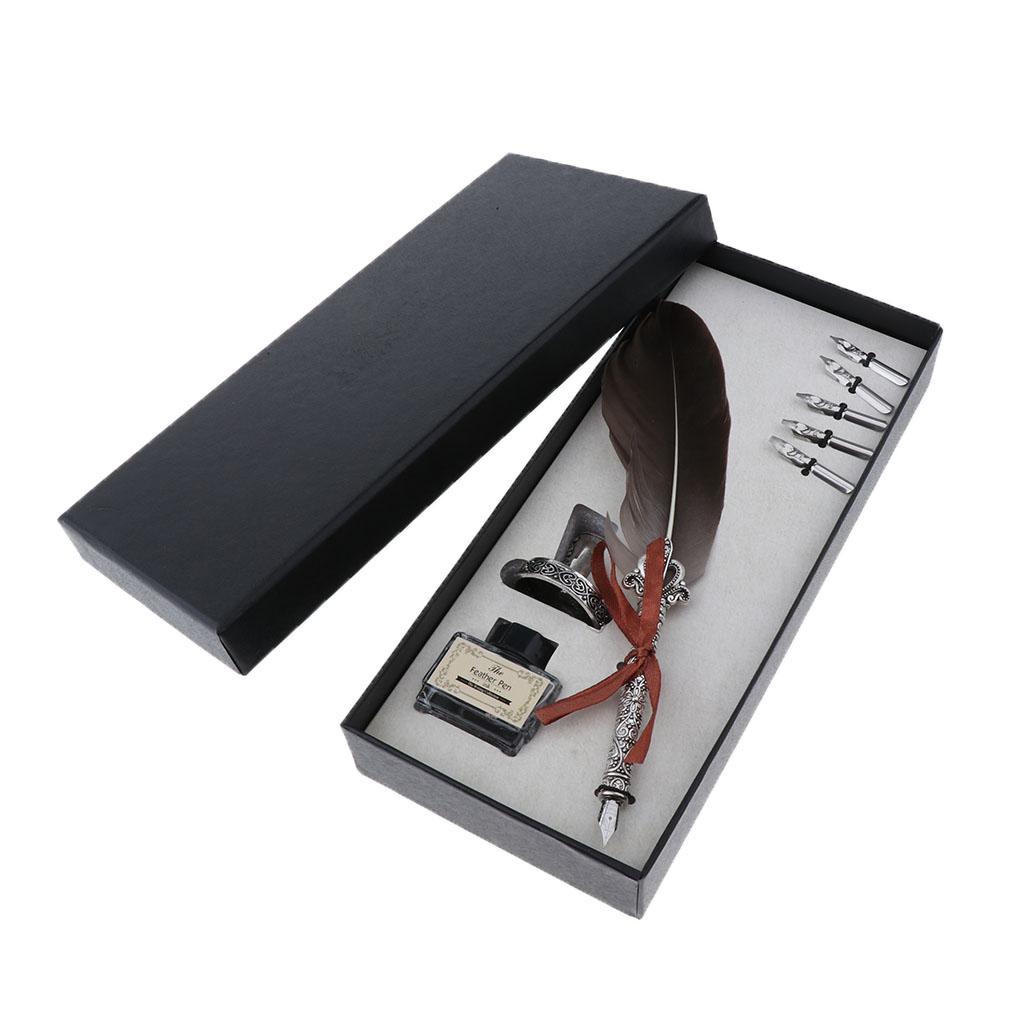 Antique Fountain Pen Feather Q - Calligraphy Ink Bottle review and price